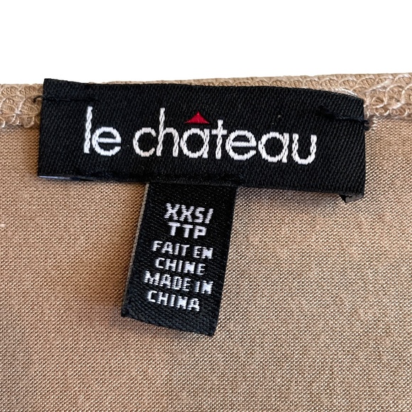 BNWOT Le Chateau Cowl Neck Short Sleeve Tunic in Tan Size XXS - Picture 3 of 5